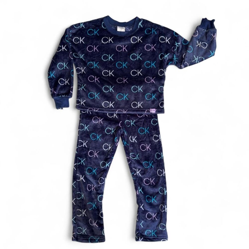 Calvin Klein Kids Plush Fleece 2-Piece Pajama Set Size M 7-8
